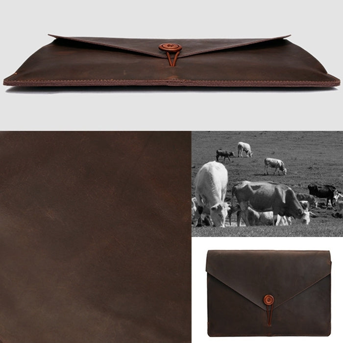 Frendorf | Universelle Genuine Leder Business Laptop Tablet Tasche, Für 13,3 Zoll und kleiner Macbook, Samsung, Lenovo, Sony, DELL Alienware, CHUWI, ASUS, HP (Gelb)