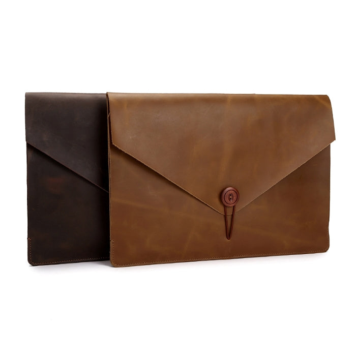 Frendorf | Universelle Genuine Leder Business Laptop Tablet Tasche, Für 13,3 Zoll und kleiner Macbook, Samsung, Lenovo, Sony, DELL Alienware, CHUWI, ASUS, HP (Gelb)