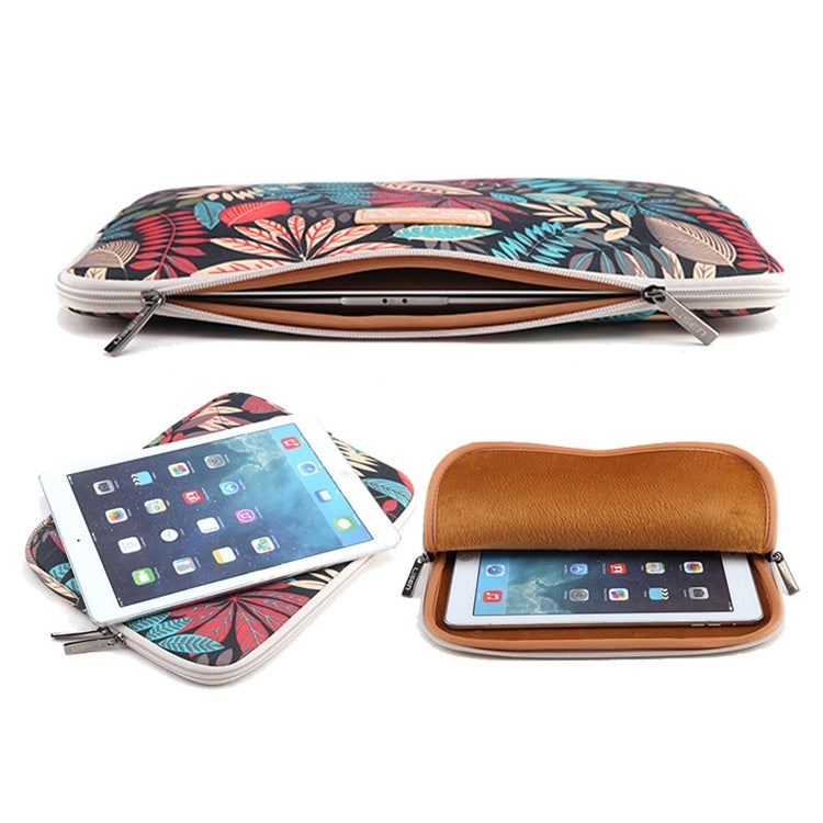 Frendorf | Lisen 10 Zoll Sleeve Case Bunte Blätter Reißverschluss Aktentasche Tragetasche für iPad Air 2, iPad Air, iPad 4, iPad Neu, Galaxy Tab A 10.1, Lenovo Yoga 10.1 Zoll, Microsoft Surface Pro 10.6, 10 Zoll und darunter Laptops / Tablets (Blau)