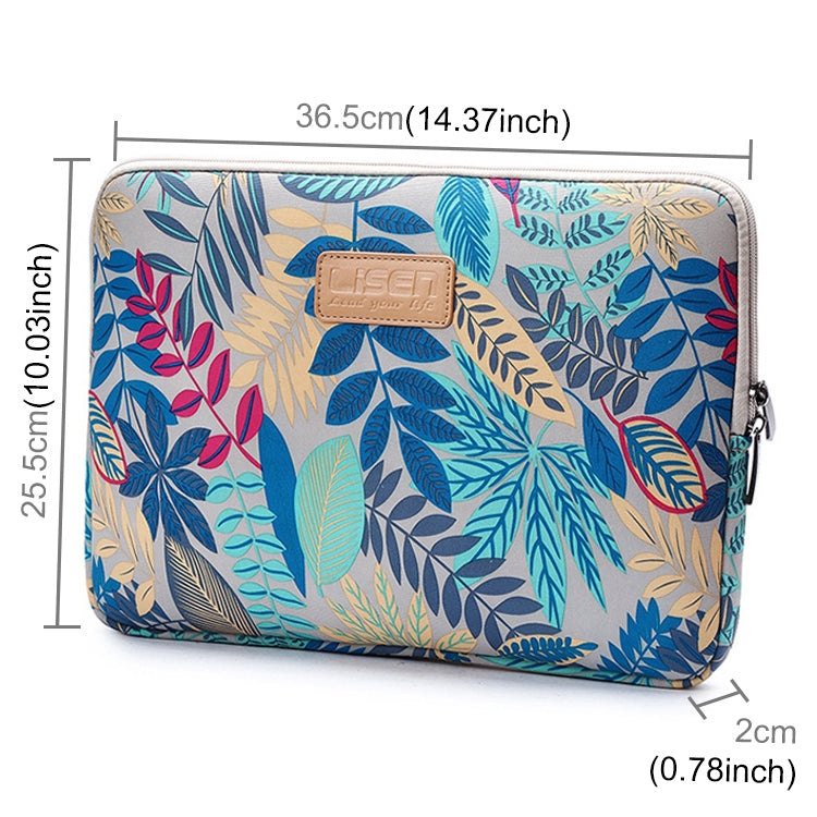 Frendorf | Lisen 14 Zoll Sleeve Case Farbige Blätter Reißverschluss Aktentasche Tragetasche für Macbook, Samsung, Lenovo, Sony, DELL Alienware, CHUWI, ASUS, HP, 14 Zoll und kleinere Laptops (Grau)