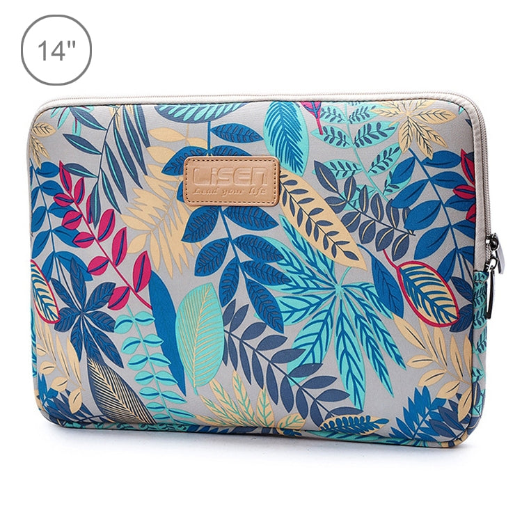 Frendorf | Lisen 14 Zoll Sleeve Case Farbige Blätter Reißverschluss Aktentasche Tragetasche für Macbook, Samsung, Lenovo, Sony, DELL Alienware, CHUWI, ASUS, HP, 14 Zoll und kleinere Laptops (Grau)