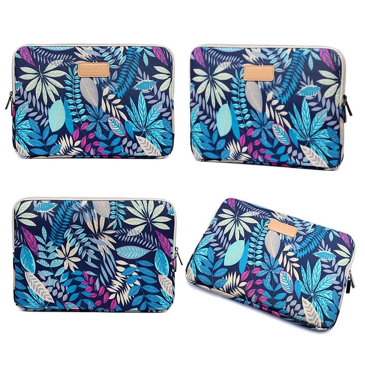Frendorf | Lisen 14 Zoll Sleeve Case Bunte Blätter Reißverschluss Aktentasche Tragetasche für Macbook, Samsung, Lenovo, Sony, DELL Alienware, CHUWI, ASUS, HP, 14 Zoll und darunter Laptops (Blau)
