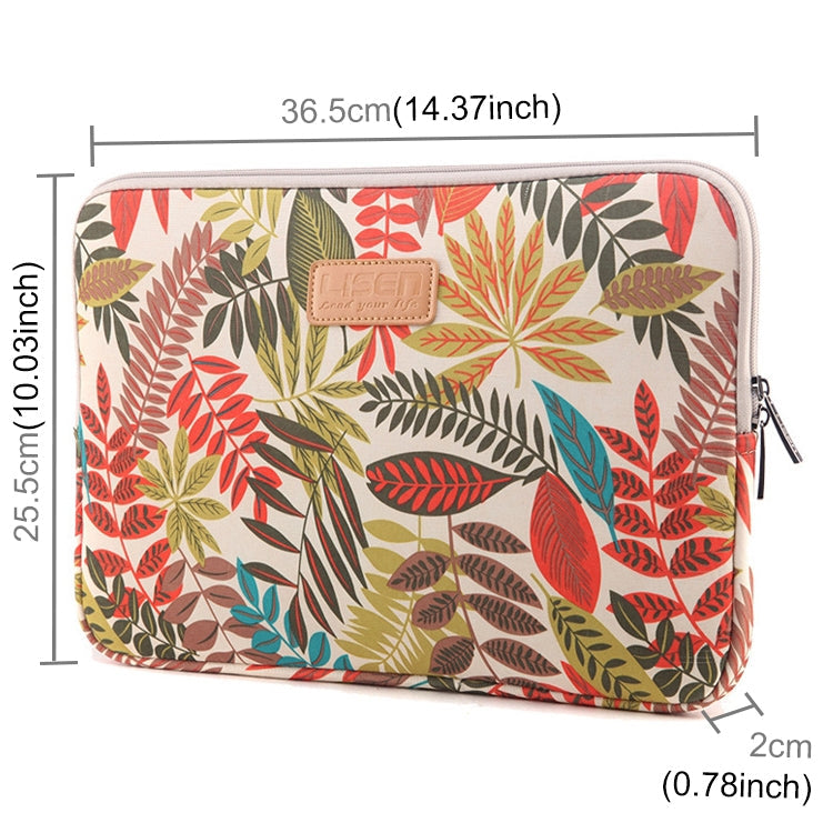 Frendorf | Lisen 14 Zoll Sleeve Case Bunte Blätter Reißverschluss Aktentasche Tragetasche für Macbook, Samsung, Lenovo, Sony, DELL Alienware, CHUWI, ASUS, HP, 14 Zoll und darunter Laptops (Weiß)