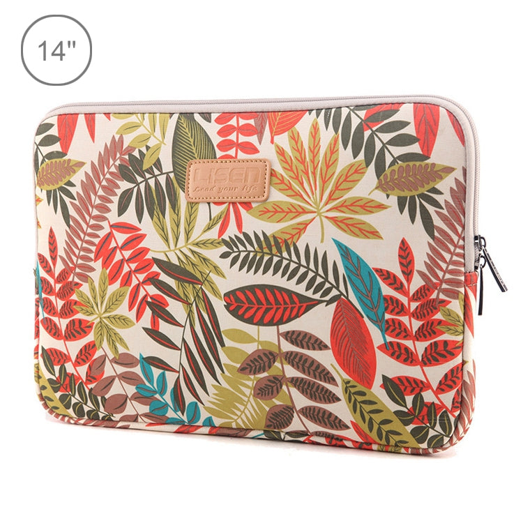 Frendorf | Lisen 14 Zoll Sleeve Case Bunte Blätter Reißverschluss Aktentasche Tragetasche für Macbook, Samsung, Lenovo, Sony, DELL Alienware, CHUWI, ASUS, HP, 14 Zoll und darunter Laptops (Weiß)