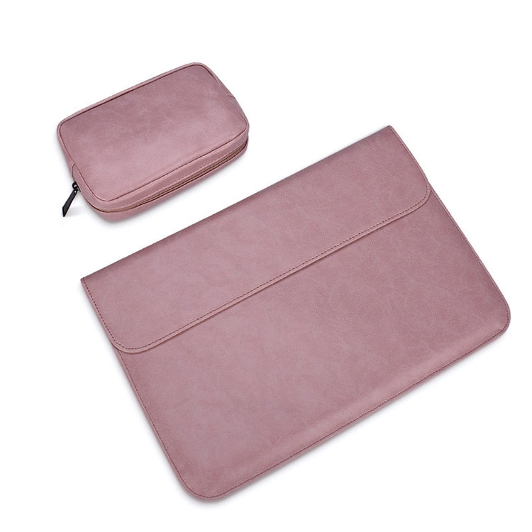 Frendorf | PU01S PU-Leder Horizontale Unsichtbare Magnetverschluss Laptop Innentasche für 15,4 Zoll Laptops, mit kleiner Tasche (Rosa)