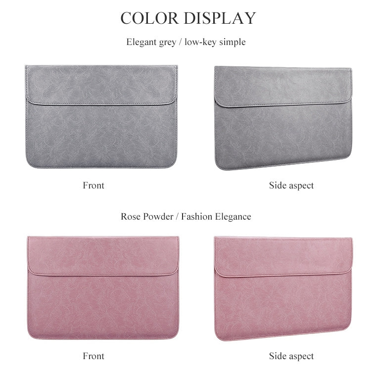 Frendorf | PU01S PU-Leder Horizontale Unsichtbare Magnetverschluss Laptop Innentasche für 15,4 Zoll Laptops, mit kleiner Tasche (Rosa)