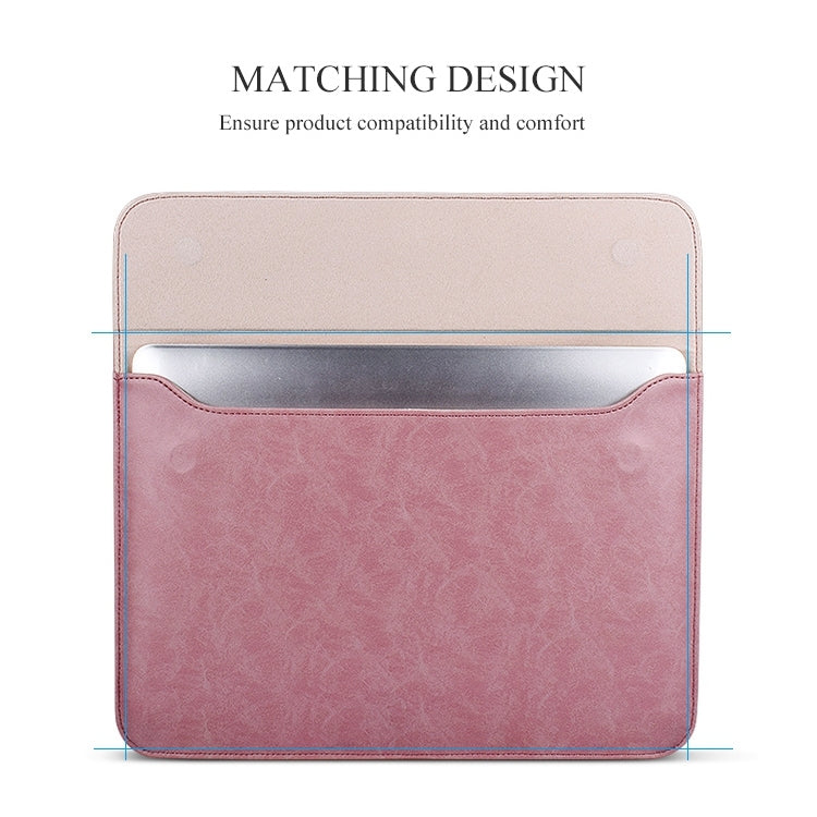 Frendorf | PU01S PU-Leder Horizontale Unsichtbare Magnetverschluss Laptop Innentasche für 15,4 Zoll Laptops, mit kleiner Tasche (Rosa)