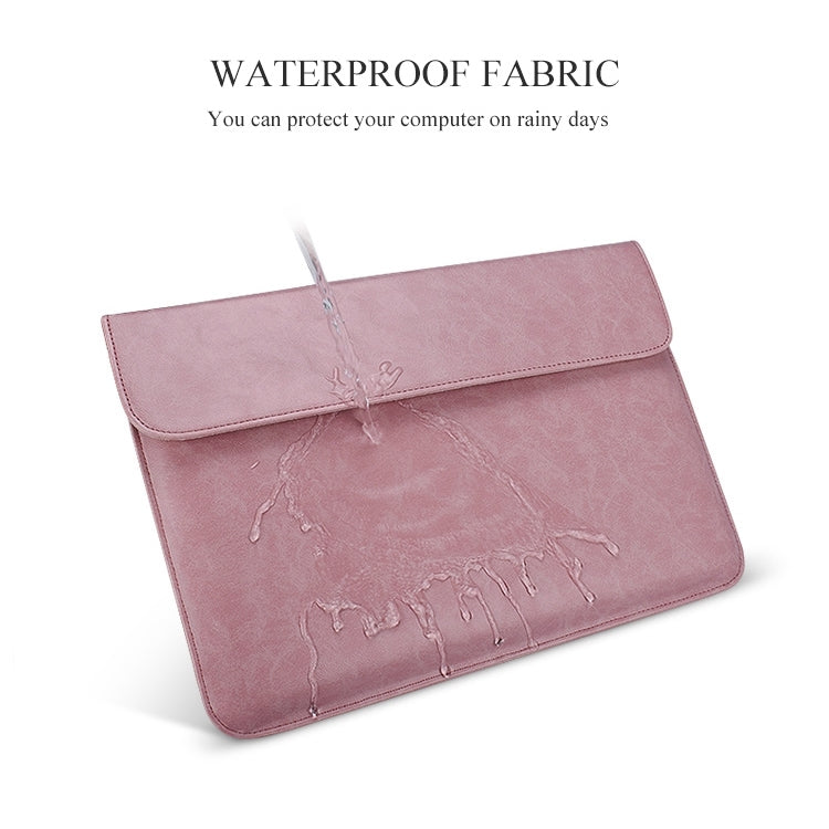 Frendorf | PU01S PU-Leder Horizontale Unsichtbare Magnetverschluss Laptop Innentasche für 15,4 Zoll Laptops, mit kleiner Tasche (Rosa)