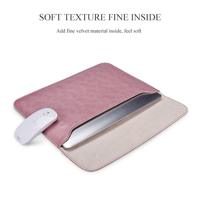 Frendorf | PU01S PU-Leder Horizontale Unsichtbare Magnetverschluss Laptop Innentasche für 15,4 Zoll Laptops, mit kleiner Tasche (Rosa)