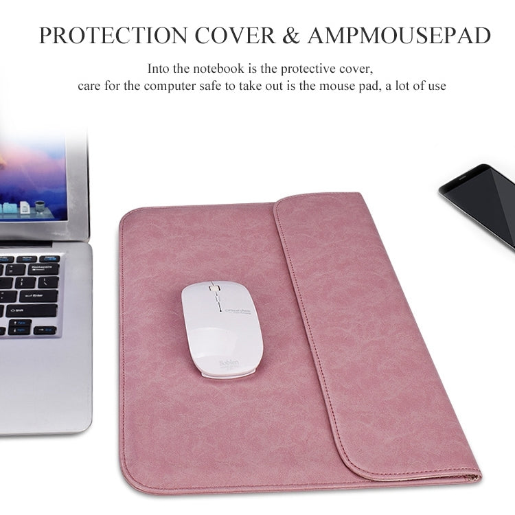 Frendorf | PU01S PU-Leder Horizontale Unsichtbare Magnetverschluss Laptop Innentasche für 15,4 Zoll Laptops, mit kleiner Tasche (Rosa)