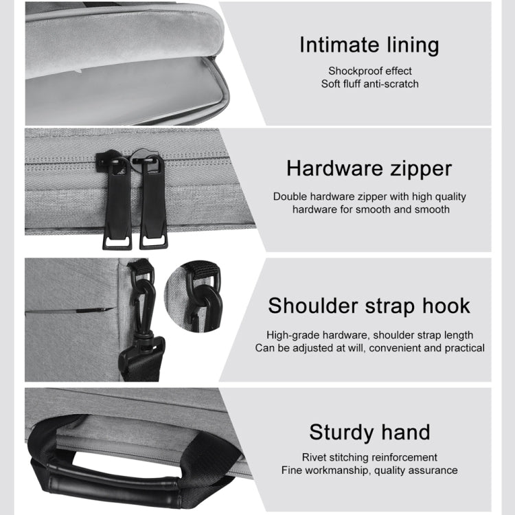 Frendorf | 13,3 Zoll Atmungsaktive Abriebfeste Mode Business Schulter Handheld Reißverschluss Laptop Tasche mit Schultergurt (Dunkelgrau)