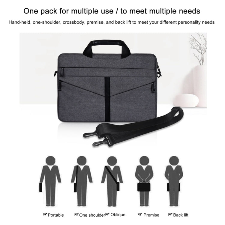 Frendorf | 13,3 Zoll Atmungsaktive Abriebfeste Mode Business Schulter Handheld Reißverschluss Laptop Tasche mit Schultergurt (Dunkelgrau)