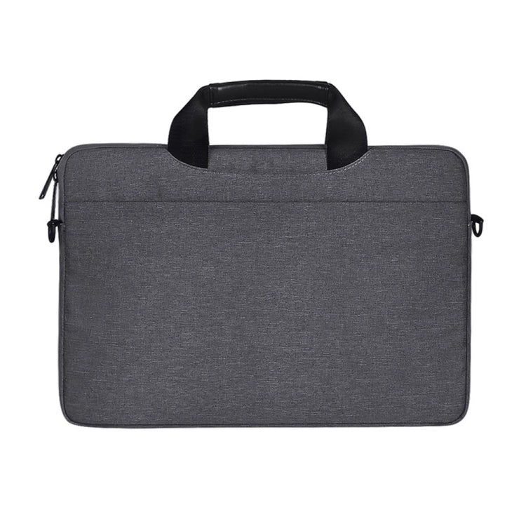 Frendorf | 14,1 Zoll Atmungsaktive Verschleißfeste Mode Geschäft Schulter Handheld Reißverschluss Laptop Tasche mit Schultergurt (Dunkelgrau)
