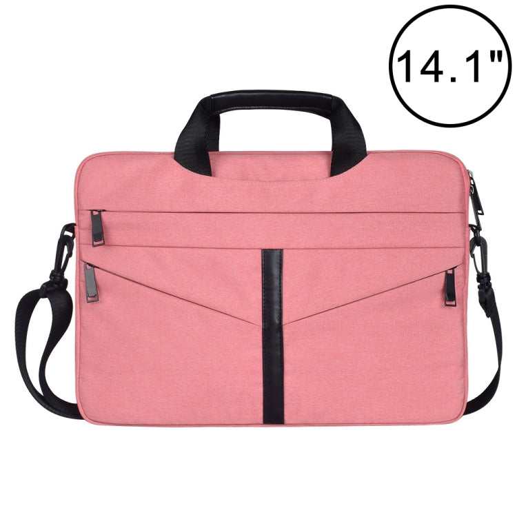 Frendorf | 14,1 Zoll atmungsaktive, verschleißfeste, modische Business Schulter- Handtasche mit Reißverschluss für Laptops mit Schultergurt (Rosa)