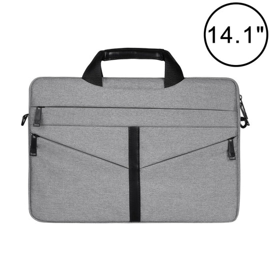 Frendorf | 14,1 Zoll atmungsaktives, verschleißfestes modisches Business-Schulter-Handheld-Reißverschluss-Laptop-Tasche mit Schultergurt (Hellgrau)