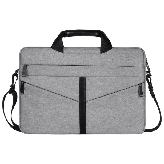 Frendorf | 14,1 Zoll atmungsaktives, verschleißfestes modisches Business-Schulter-Handheld-Reißverschluss-Laptop-Tasche mit Schultergurt (Hellgrau)