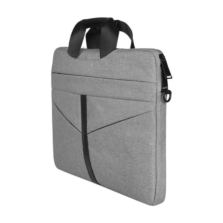 Frendorf | 14,1 Zoll atmungsaktives, verschleißfestes modisches Business-Schulter-Handheld-Reißverschluss-Laptop-Tasche mit Schultergurt (Hellgrau)