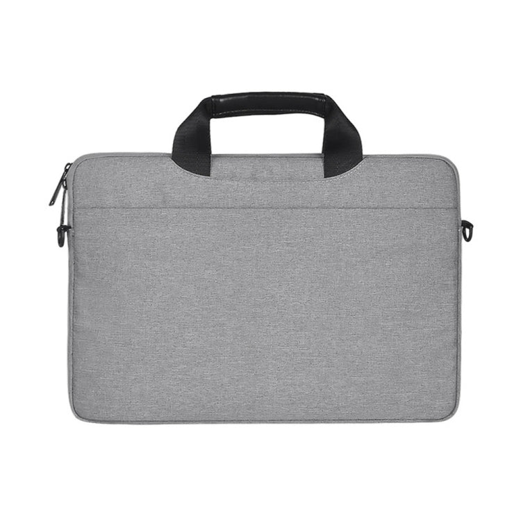 Frendorf | 14,1 Zoll atmungsaktives, verschleißfestes modisches Business-Schulter-Handheld-Reißverschluss-Laptop-Tasche mit Schultergurt (Hellgrau)