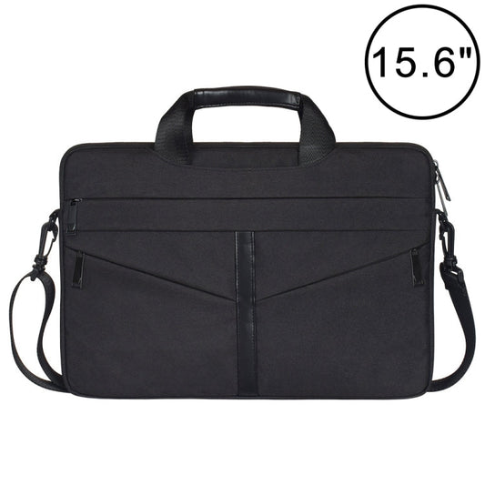 Frendorf | 15,6 Zoll Atmungsaktive Strapazierfähige Mode Business Schulter Hand Tasche mit Reißverschluss Laptop Tasche mit Schultergurt (Schwarz)