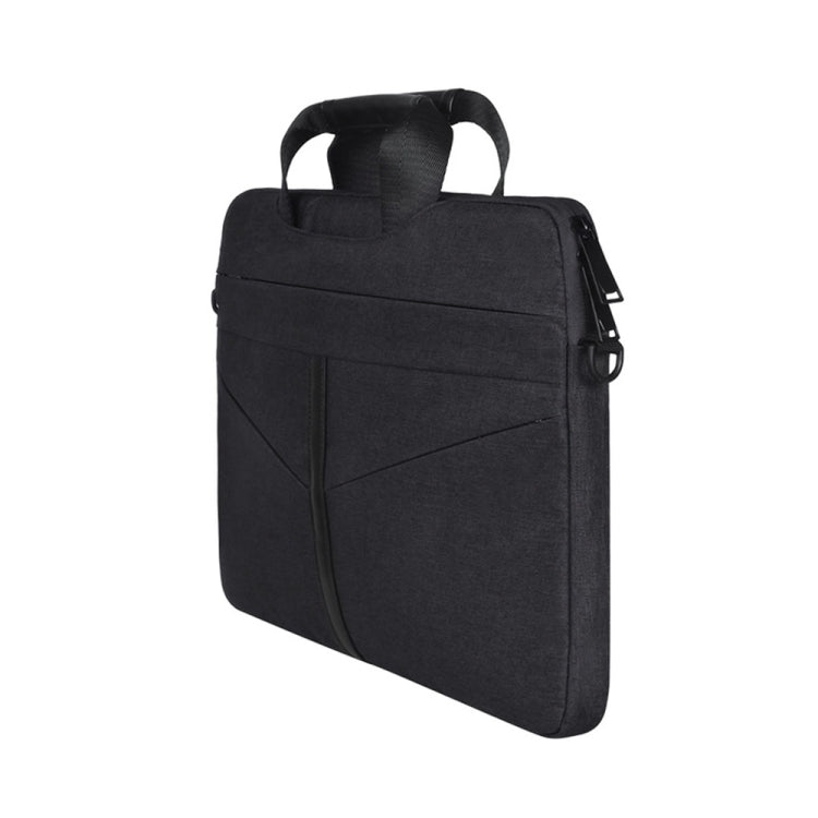 Frendorf | 15,6 Zoll Atmungsaktive Strapazierfähige Mode Business Schulter Hand Tasche mit Reißverschluss Laptop Tasche mit Schultergurt (Schwarz)