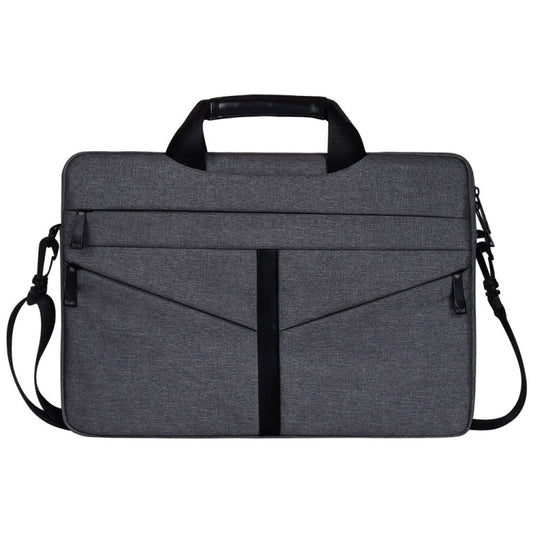 Frendorf | 15,6 Zoll Atmungsaktive Verschleißfeste Mode Geschäft Schulter Handgehalten Reißverschluss Laptop Tasche mit Schultergurt (Dunkelgrau)