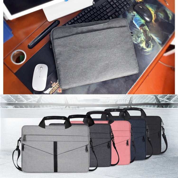 Frendorf | 15,6 Zoll Atmungsaktive Verschleißfeste Mode Geschäft Schulter Handgehalten Reißverschluss Laptop Tasche mit Schultergurt (Dunkelgrau)