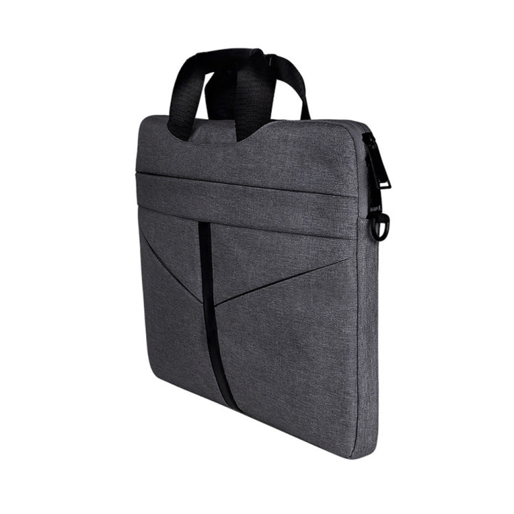 Frendorf | 15,6 Zoll Atmungsaktive Verschleißfeste Mode Geschäft Schulter Handgehalten Reißverschluss Laptop Tasche mit Schultergurt (Dunkelgrau)