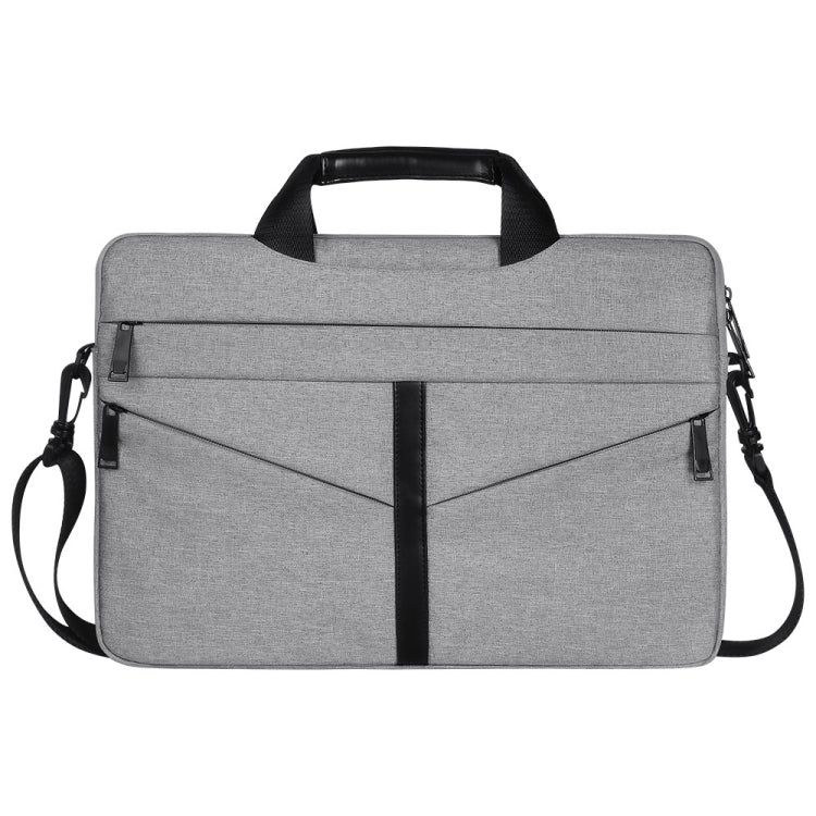 Frendorf | 15.6 Zoll Atmungsaktiv Verschleißfest Fashion Business Schulter Handheld Reißverschluss Laptop Tasche mit Schultergurt (Hellgrau)
