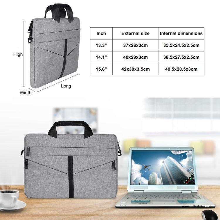 Frendorf | 15.6 Zoll Atmungsaktiv Verschleißfest Fashion Business Schulter Handheld Reißverschluss Laptop Tasche mit Schultergurt (Hellgrau)