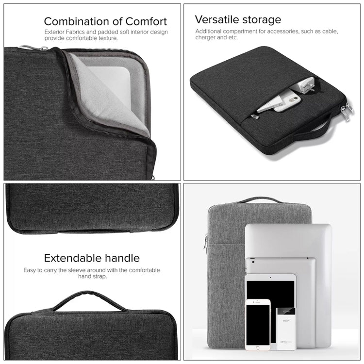 Frendorf | 11,6 Zoll Universelle Mode Weiche Laptop Denim Taschen Tragbare Reißverschluss Notebook Laptop Tasche für MacBook Air, Lenovo und andere Laptops, Größe: 32,2x21,8x2cm (Grau)