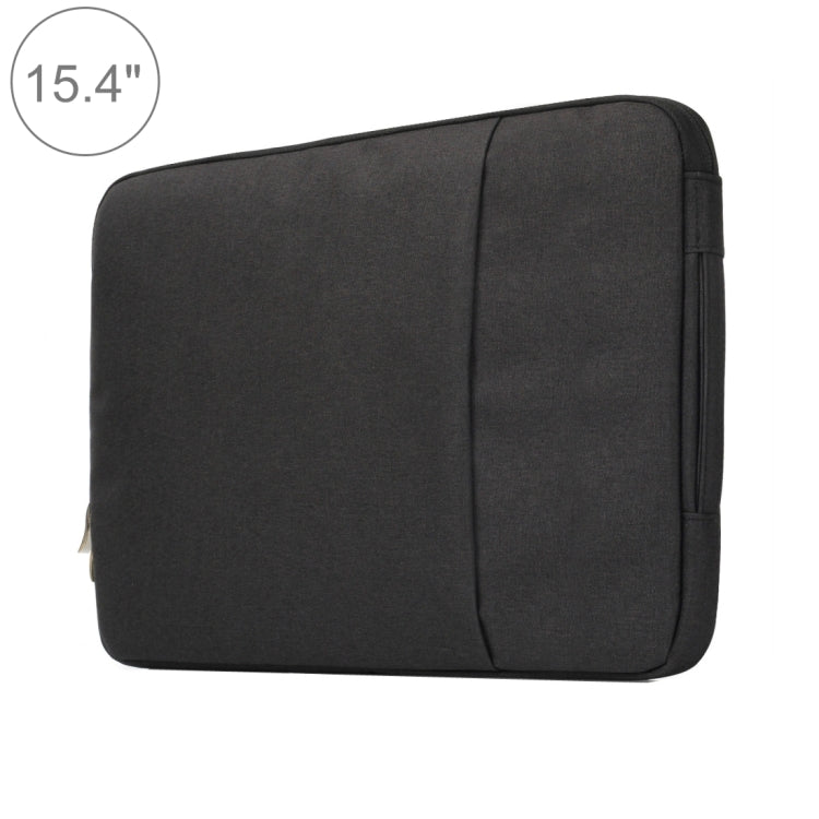 Frendorf | 15,4 Zoll Universal Fashion Weiche Laptop Denim Taschen Tragbare Reißverschluss Notebook Laptop Hülle Pouch für MacBook Air / Pro, Lenovo und andere Laptops, Größe: 39,2x28,5x2cm (Schwarz)