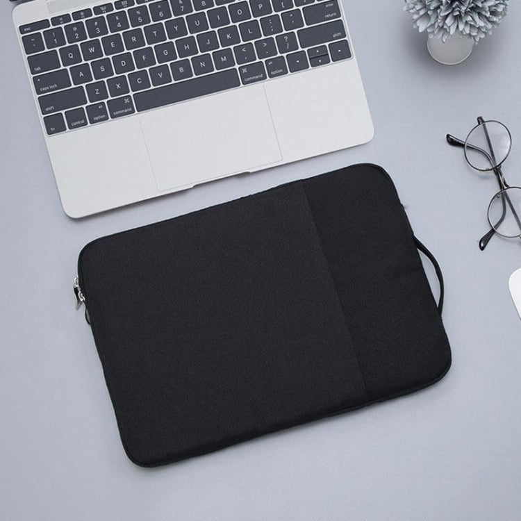 Frendorf | 15,4 Zoll Universal Fashion Weiche Laptop Denim Taschen Tragbare Reißverschluss Notebook Laptop Hülle Pouch für MacBook Air / Pro, Lenovo und andere Laptops, Größe: 39,2x28,5x2cm (Schwarz)