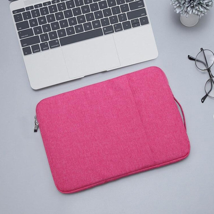 Frendorf | 15,4 Zoll Universal Fashion Soft Laptop Denim Taschen Tragbare Reißverschluss Notebook Laptop Hülle Tasche für MacBook Air / Pro, Lenovo und andere Laptops, Größe: 39,2x28,5x2cm (Magenta)