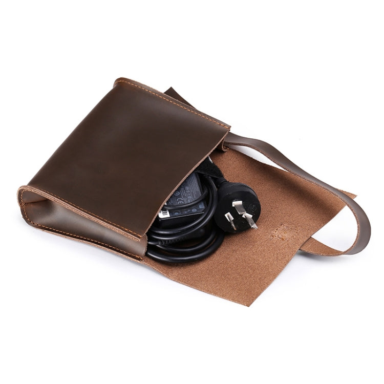 Frendorf | Universele Echte Leren Zak voor Zaken, Power Adapter Laptop Tablet met Kabeloproller, Voor 15 inch en Onder Macbook, Samsung, Lenovo, Sony, DELL Alienware, CHUWI, ASUS, HP (Koffie)