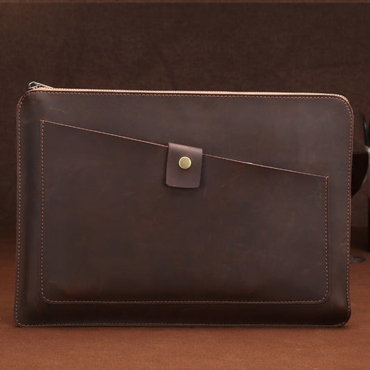 Frendorf | 11,6 Zoll Echtes Leder Reißverschluss Laptop Tablet Tasche, Für Macbook, Samsung, Lenovo, Sony, DELL Alienware, CHUWI, ASUS, HP 11,6 Zoll und darunter Laptop (Kaffee)