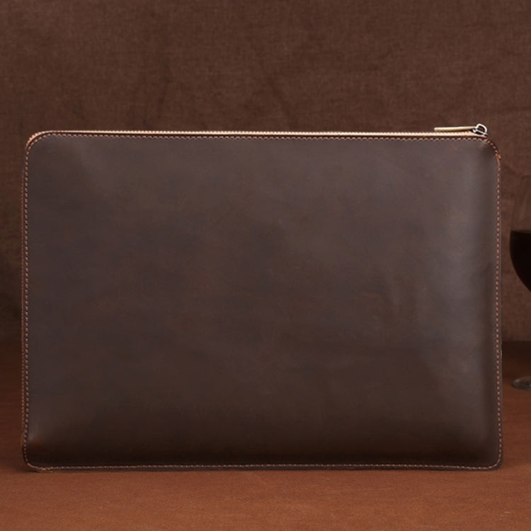 Frendorf | 11,6 Zoll Echtes Leder Reißverschluss Laptop Tablet Tasche, Für Macbook, Samsung, Lenovo, Sony, DELL Alienware, CHUWI, ASUS, HP 11,6 Zoll und darunter Laptop (Kaffee)