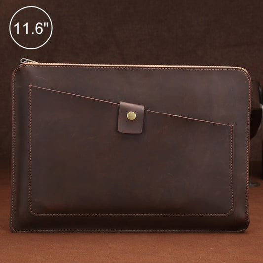 Frendorf | 11,6 Zoll Echtes Leder Reißverschluss Laptop Tablet Tasche, Für Macbook, Samsung, Lenovo, Sony, DELL Alienware, CHUWI, ASUS, HP 11,6 Zoll und darunter Laptop (Kaffee)