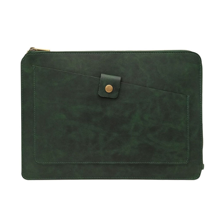 Frendorf | 11,6 Zoll Echtes Leder Reißverschluss Laptop Tablet Tasche, Für Macbook, Samsung, Lenovo, Sony, DELL Alienware, CHUWI, ASUS, HP 11,6 Zoll und darunter Laptop (Dunkelgrün)