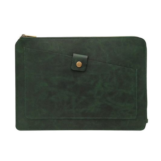Frendorf | 11,6 Zoll Echtes Leder Reißverschluss Laptop Tablet Tasche, Für Macbook, Samsung, Lenovo, Sony, DELL Alienware, CHUWI, ASUS, HP 11,6 Zoll und darunter Laptop (Dunkelgrün)
