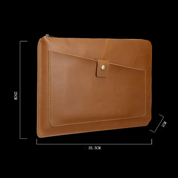Frendorf | 11,6 Zoll Echtleder Reißverschluss Laptop Tablet Tasche, Für Macbook, Samsung, Lenovo, Sony, DELL Alienware, CHUWI, ASUS, HP 11,6 Zoll und kleinere Laptops (Braun)
