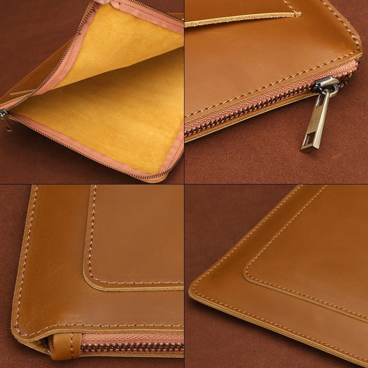 Frendorf | 11,6 Zoll Echtleder Reißverschluss Laptop Tablet Tasche, Für Macbook, Samsung, Lenovo, Sony, DELL Alienware, CHUWI, ASUS, HP 11,6 Zoll und kleinere Laptops (Braun)