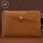 Frendorf | Universele Echte Leren Zakelijke Rits Laptop Tablet Tas Voor 13 inch en Lager (Geel)