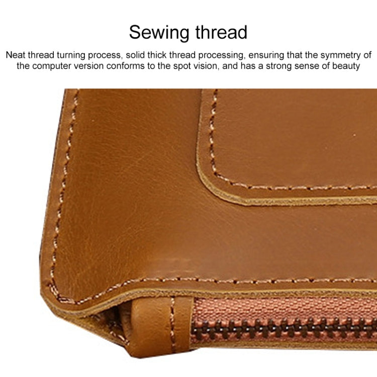 Frendorf | Universele Echte Leren Zakelijke Rits Laptop Tablet Tas Voor 13 inch en Lager (Geel)