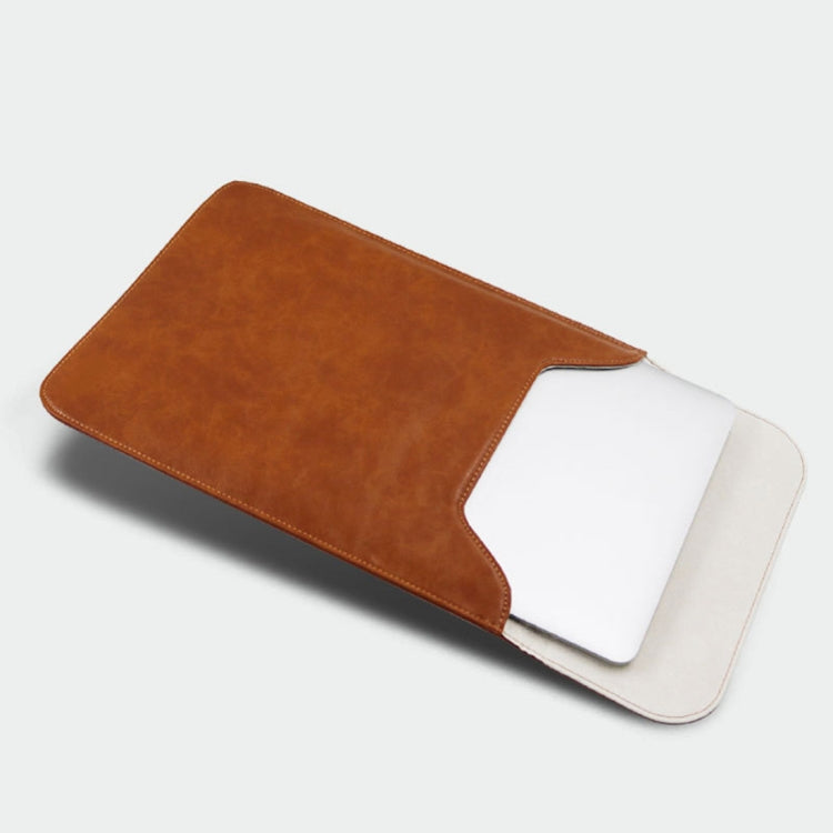 Frendorf | 15,4 Zoll PU + Nylon Laptop Tasche Hülle Notebook Tragetasche, Für MacBook, Samsung, Xiaomi, Lenovo, Sony, DELL, ASUS, HP (Rindsleder Gelb)