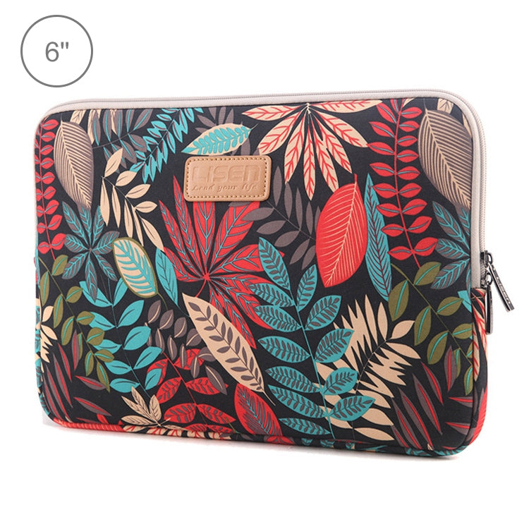 Frendorf | Lisen 6,0 Zoll Sleeve Case Bunte Blätter Reißverschluss Aktentasche Tragetasche für Amazon Kindle (Schwarz)