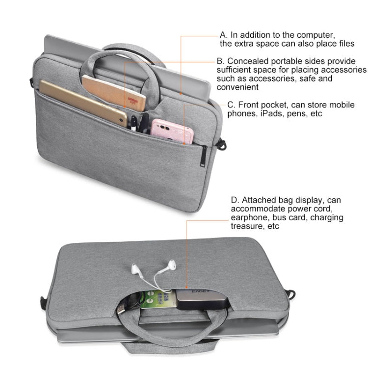 Frendorf | ST01S Wasserdicht Oxford Stoff Versteckte Tragbare Trage-One-Shoulder Handtasche für 14.1 Zoll Laptops (Hellgrau)
