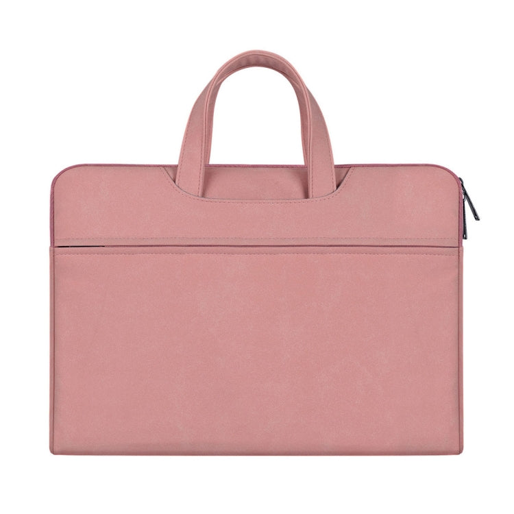 Frendorf | ST06 Wasserdichtes PU-Leder Reißverschluss Versteckte Tragbare Schultertasche für 14,1 Zoll Laptops, mit Koffer-Gürtel (Rosa)