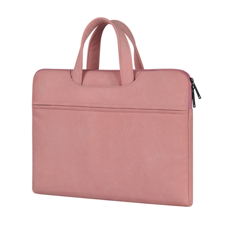 Frendorf | ST06 Wasserdichtes PU-Leder Reißverschluss Versteckte Tragbare Schultertasche für 14,1 Zoll Laptops, mit Koffer-Gürtel (Rosa)