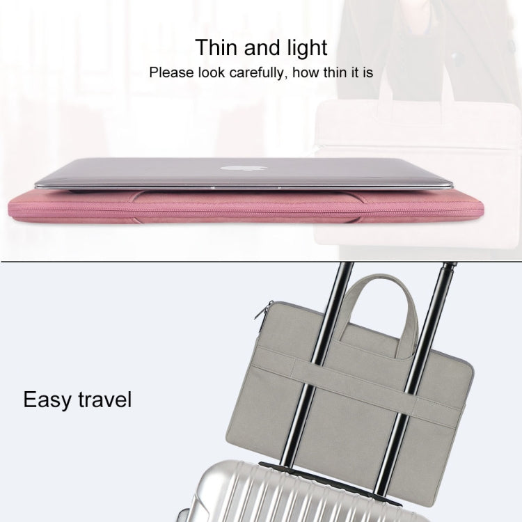 Frendorf | ST06 Wasserdichtes PU-Leder Reißverschluss Versteckte Tragbare Schultertasche für 14,1 Zoll Laptops, mit Koffer-Gürtel (Rosa)
