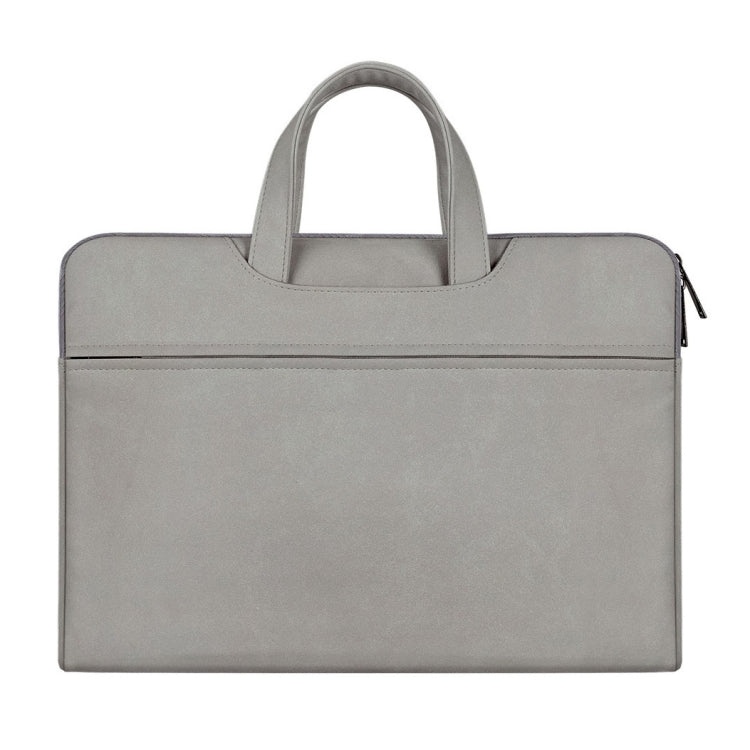 Frendorf | ST06 Wasserdicht PU Leder Reißverschluss Versteckte Tragbare Tasche Ein-Schulter Handtasche für 14,1 Zoll Laptops, mit Koffer Gürtel (Hellgrau)